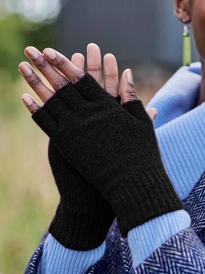 Vintage Statement Plain Fingerless Casual Gloves