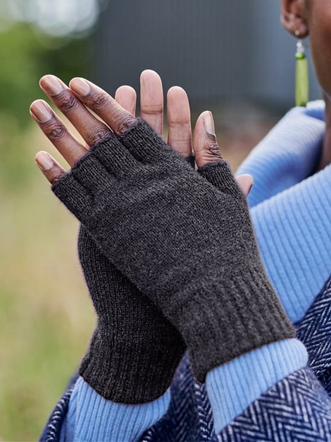 Vintage Statement Plain Fingerless Casual Gloves