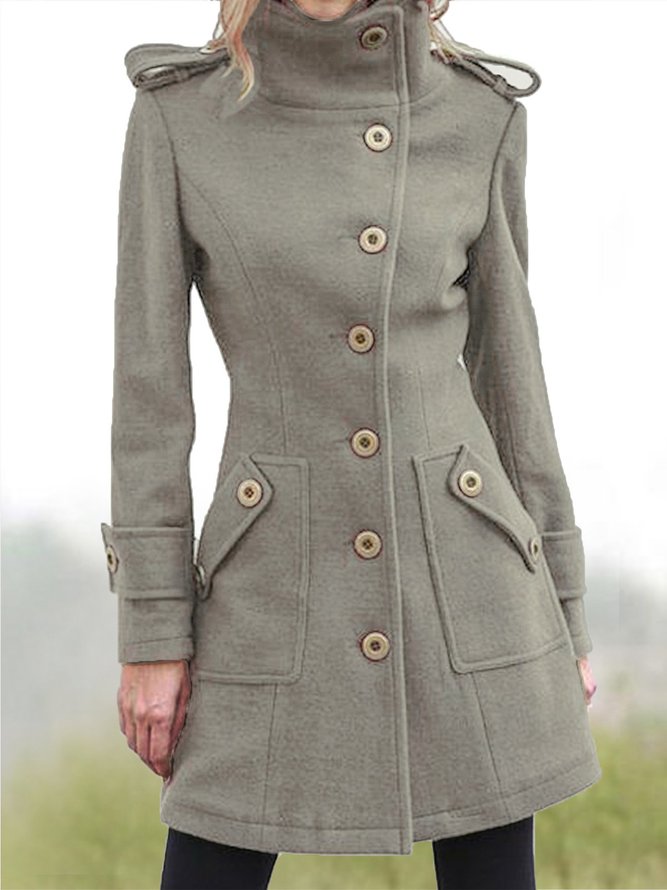 Vintage Wool Blend Long Sleeve Overcoat