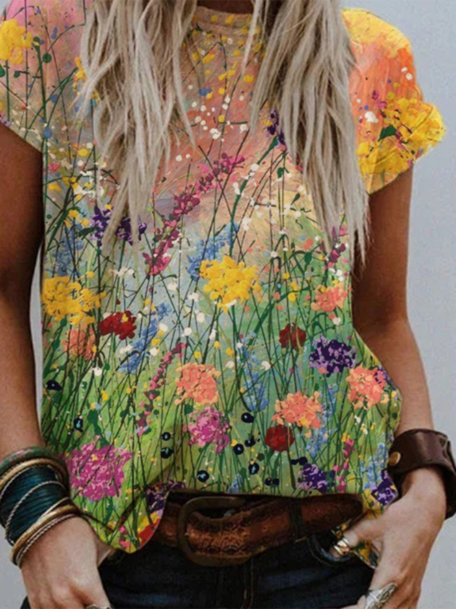 Flower Painting Print T-shirt