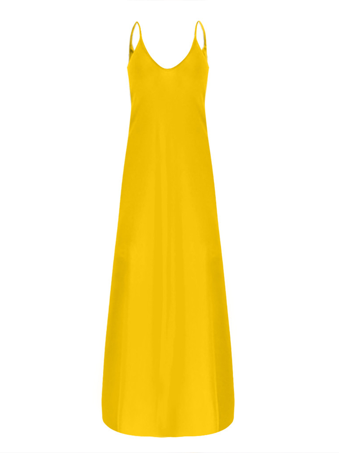 Women Maxi Dress Summer Sleeveless Plus Size Loose Plain with Pockets Casual Long Sundress