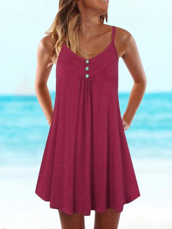 Spaghetti-Strap Summer Sleeveless Mini Dress | roselinlin