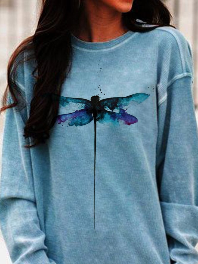 Crew Neck Animal Long Sleeve Shift Sweatshirt