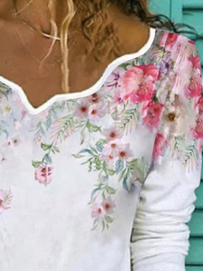 Floral Shift Long Sleeve Shirts & Tops
