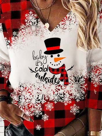 Party Christmas Snowman V Neck Sweatshirt