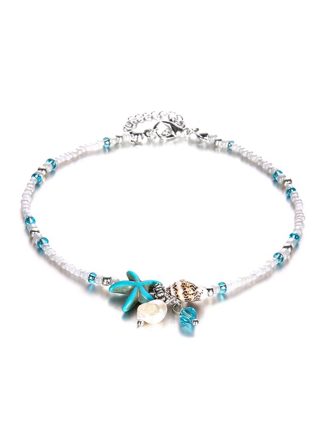 Summer Shell and Star Alloy Anklet