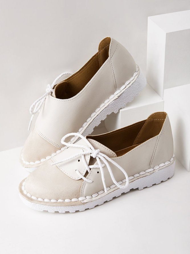 Women Vintage Closed Toe Slip on Flat Heel Shoes