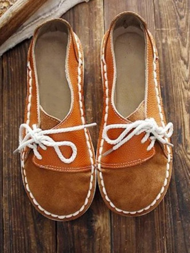 Women Vintage Closed Toe Slip on Flat Heel Shoes