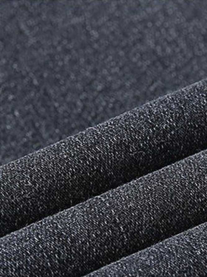 Women Casual Plain Autumn High Waist High Elasticity Daily Loose Plain Pocket Denim Jeans