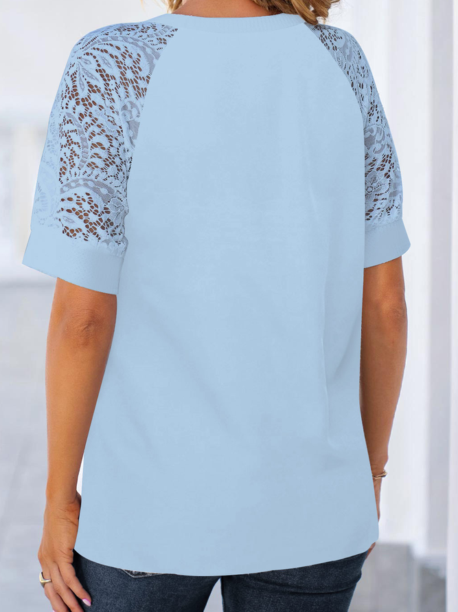 Gradient floral lace top T-shirt plus size