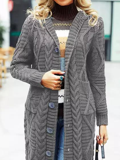 Autumn And Winter Solid Color Cardigan Loose Sweater Coat