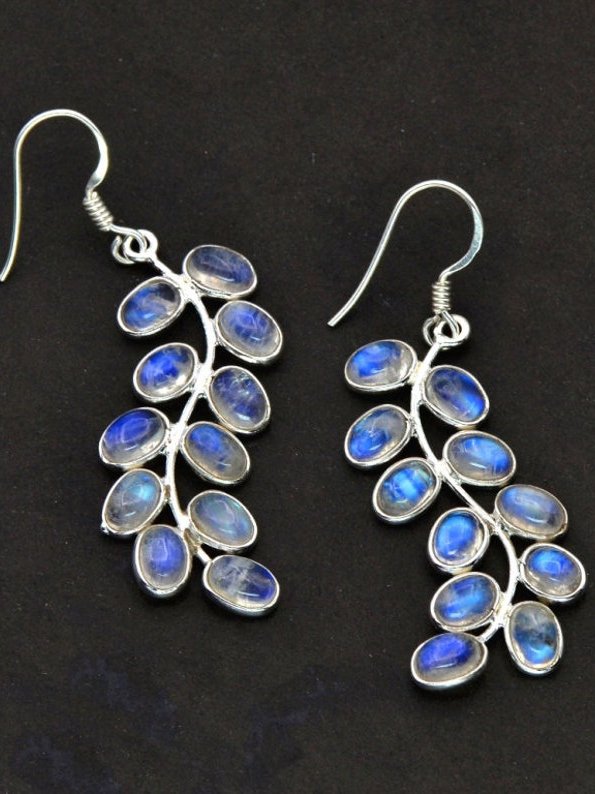 Boho Vacation Wedding Opal Moonstone Leaf Earrings