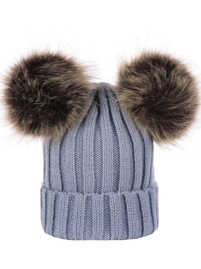 Casual Retro Twist Knit Big Ball Beanie Autumn Winter Thickened Warm Accessories