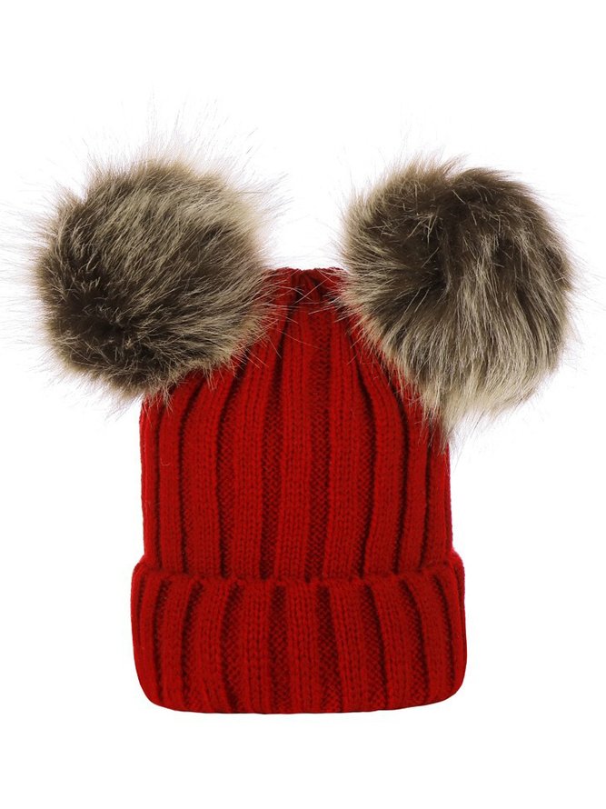 Casual Retro Twist Knit Big Ball Beanie Autumn Winter Thickened Warm Accessories