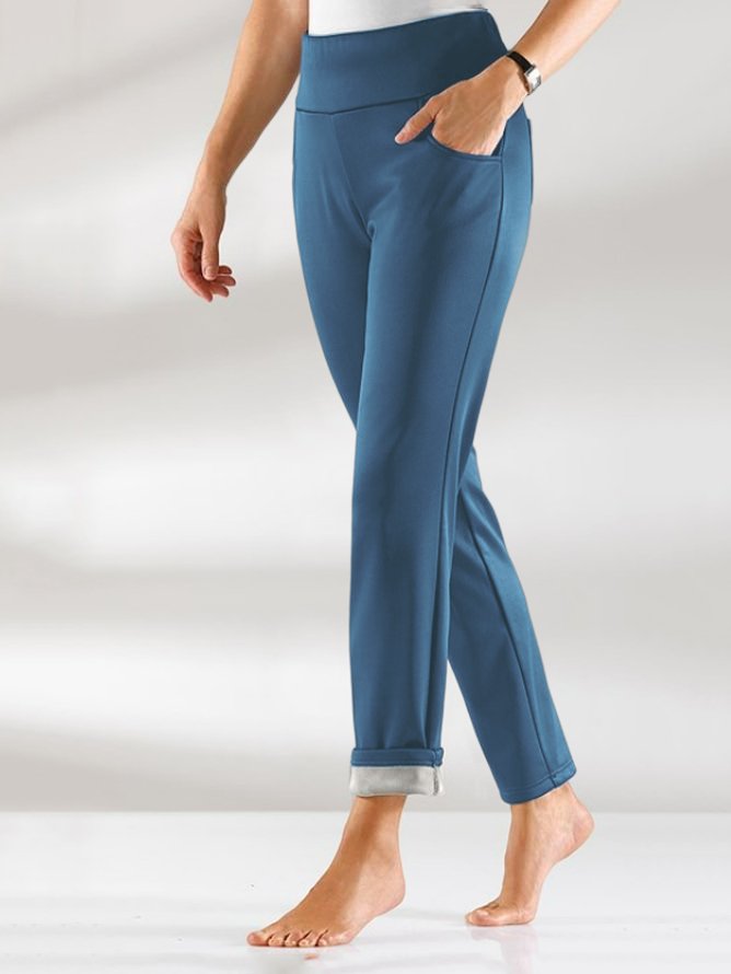 Fleece Warm Elastic Waist Casual Pants