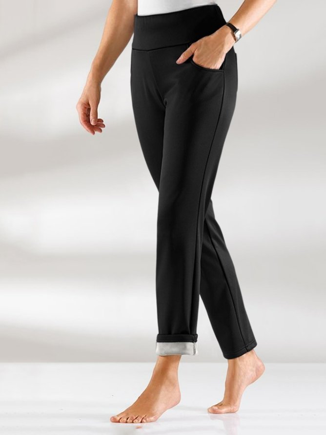 Fleece Warm Elastic Waist Casual Pants