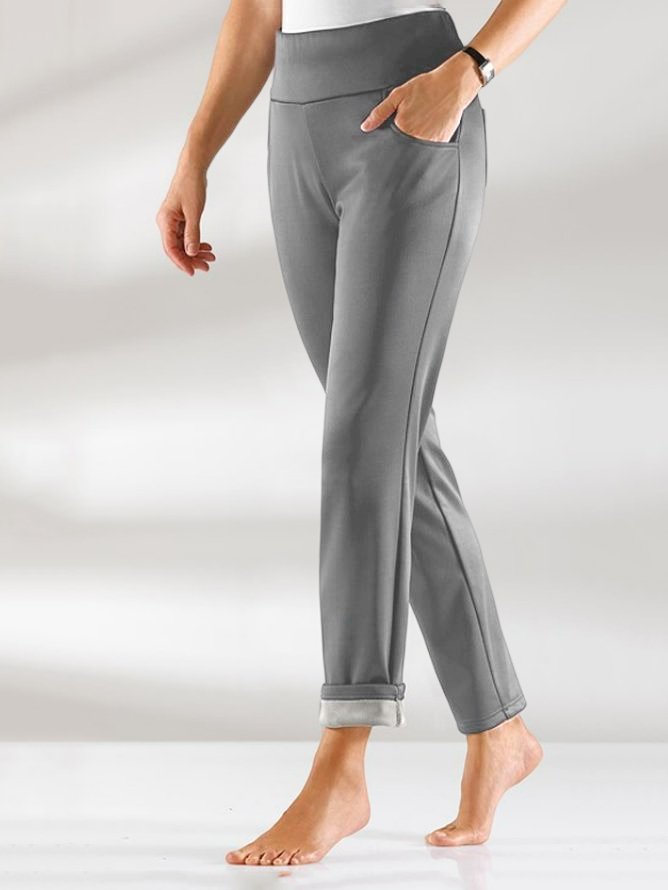 Fleece Warm Elastic Waist Casual Pants