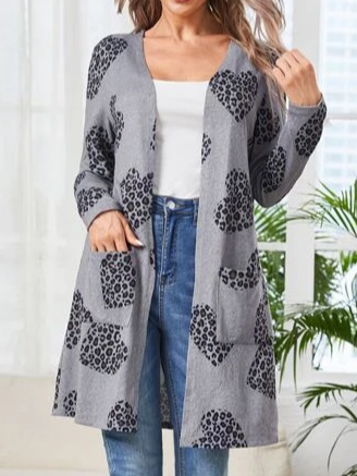 Leopard Loose Casual Other Coat
