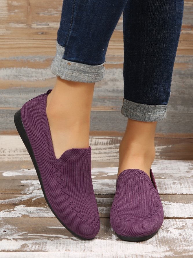 Breathable Mesh Fabric Plus Size Casual Slip On Flat Shoes