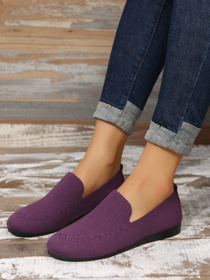 Breathable Mesh Fabric Plus Size Casual Slip On Flat Shoes