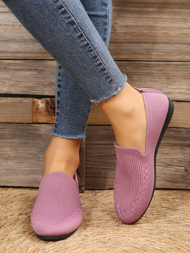 Breathable Mesh Fabric Plus Size Casual Slip On Flat Shoes