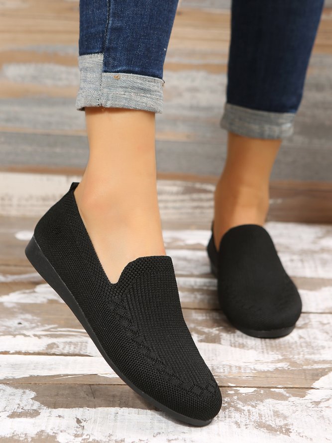 Breathable Mesh Fabric Plus Size Casual Slip On Flat Shoes