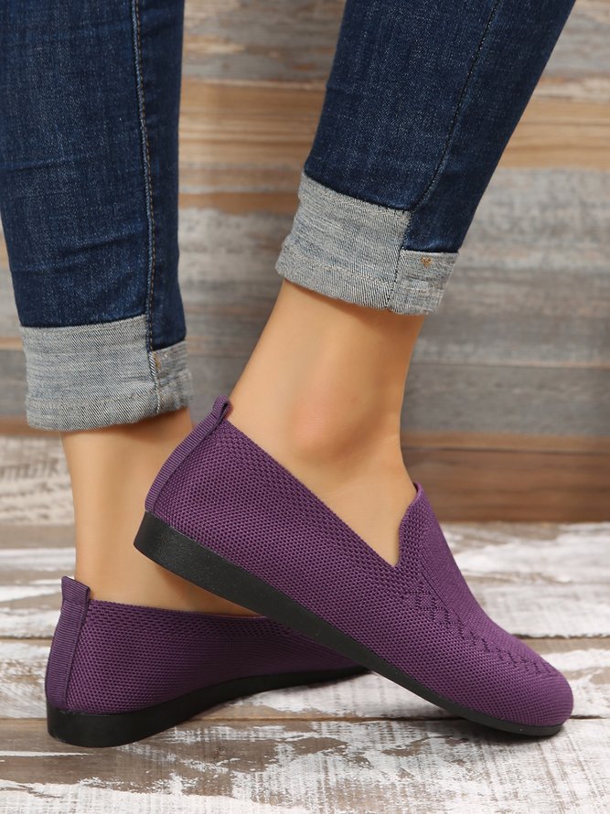 Breathable Mesh Fabric Plus Size Casual Slip On Flat Shoes