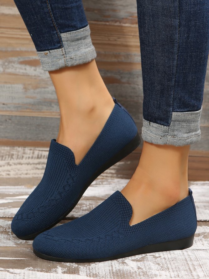 Breathable Mesh Fabric Plus Size Casual Slip On Flat Shoes