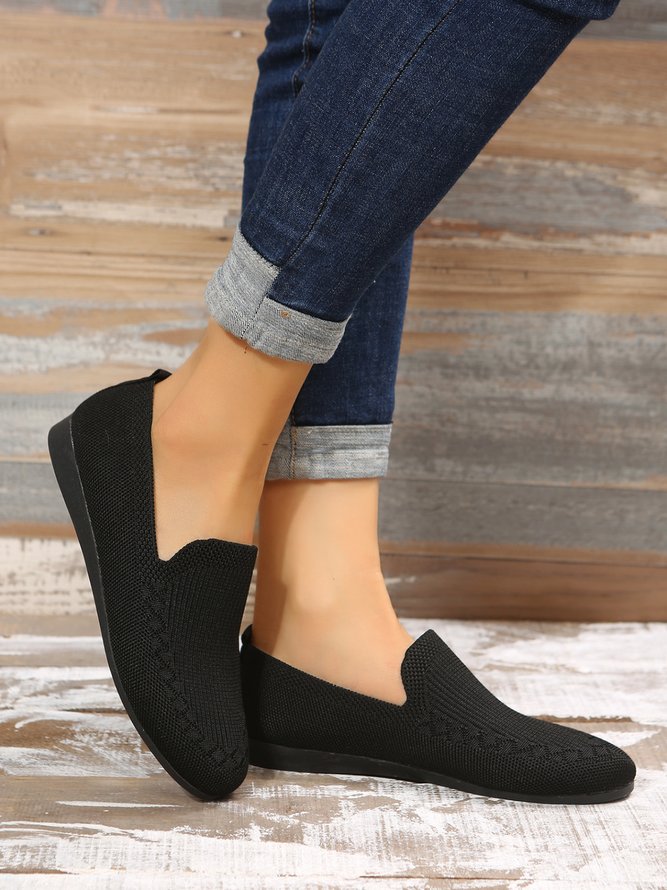 Breathable Mesh Fabric Plus Size Casual Slip On Flat Shoes