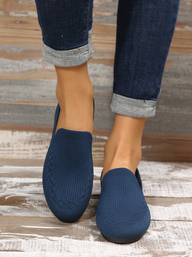 Breathable Mesh Fabric Plus Size Casual Slip On Flat Shoes