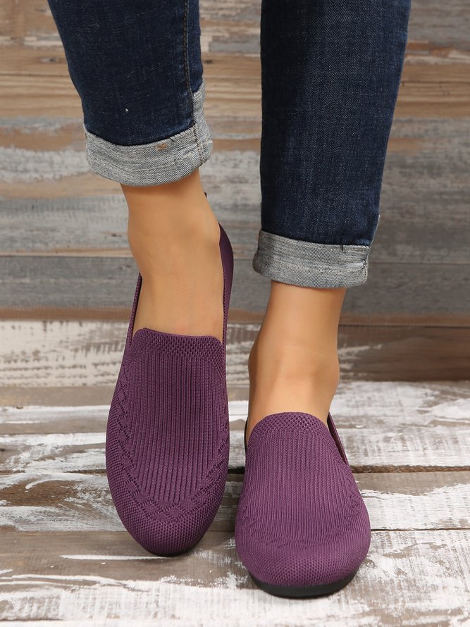 Breathable Mesh Fabric Plus Size Casual Slip On Flat Shoes