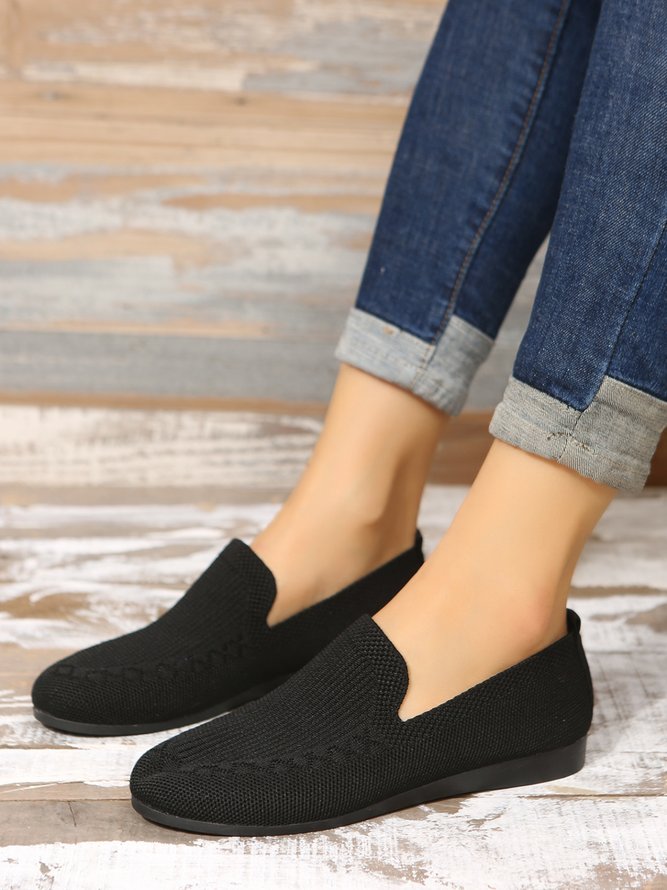 Breathable Mesh Fabric Plus Size Casual Slip On Flat Shoes