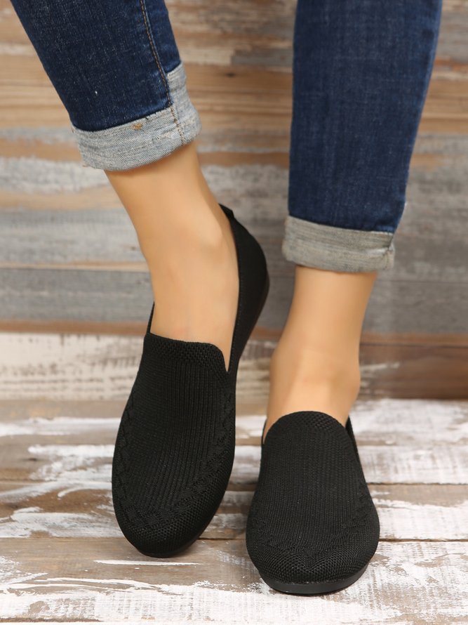 Breathable Mesh Fabric Plus Size Casual Slip On Flat Shoes