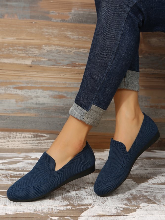 Breathable Mesh Fabric Plus Size Casual Slip On Flat Shoes