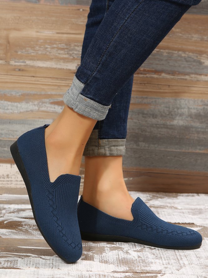 Breathable Mesh Fabric Plus Size Casual Slip On Flat Shoes