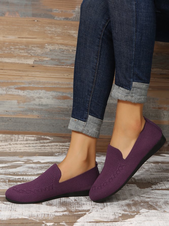 Breathable Mesh Fabric Plus Size Casual Slip On Flat Shoes