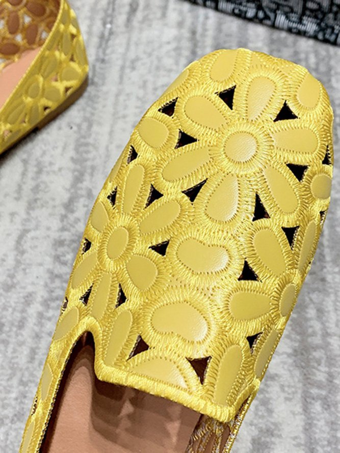 Floral Embroidered Slip On Casual Soft Loafers Fashion Shoes