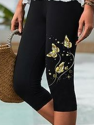 Women Casual Summer Butterfly Print Leggings
