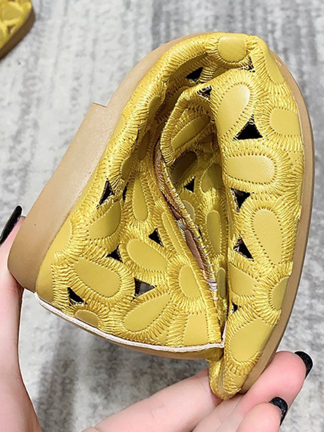 Floral Embroidered Slip On Casual Soft Loafers Fashion Shoes