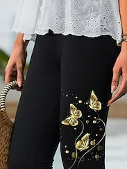 Women Casual Summer Butterfly Print Leggings