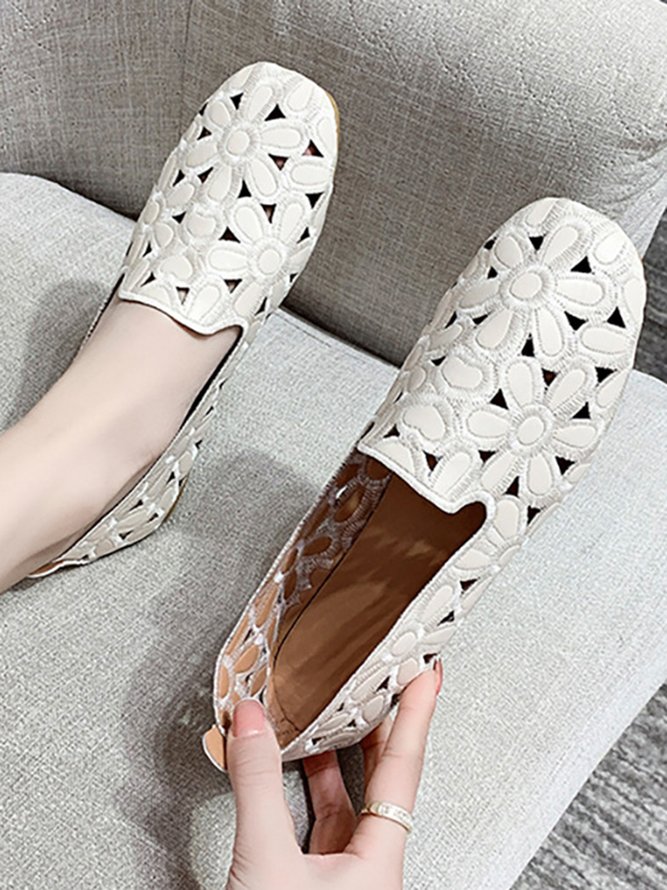Floral Embroidered Slip On Casual Soft Loafers Fashion Shoes