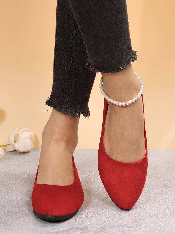 Simple Style Plain Color Faux Suede Flat Shallow Shoes