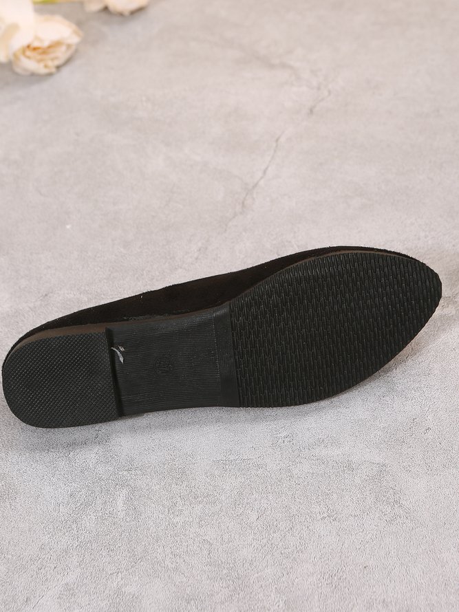 Simple Style Plain Color Faux Suede Flat Shallow Shoes