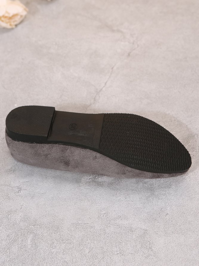 Simple Style Plain Color Faux Suede Flat Shallow Shoes