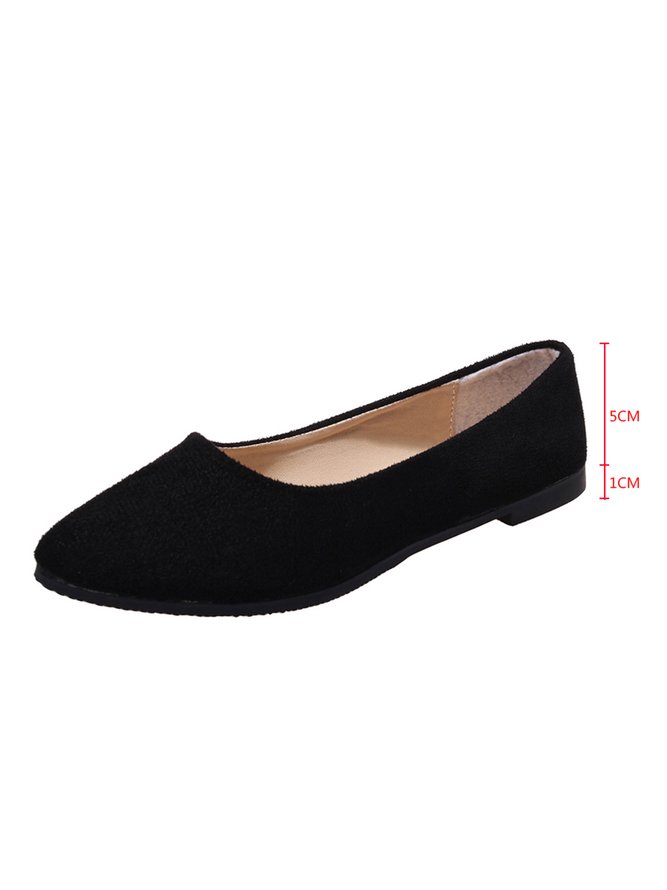 Simple Style Plain Color Faux Suede Flat Shallow Shoes
