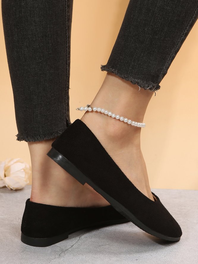 Simple Style Plain Color Faux Suede Flat Shallow Shoes