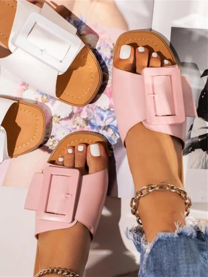 Big Buckle Design Casual Sandals