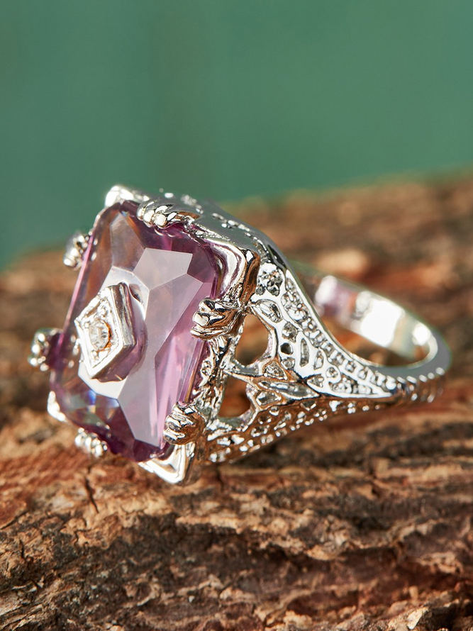 Amethyst Zircon Ring
