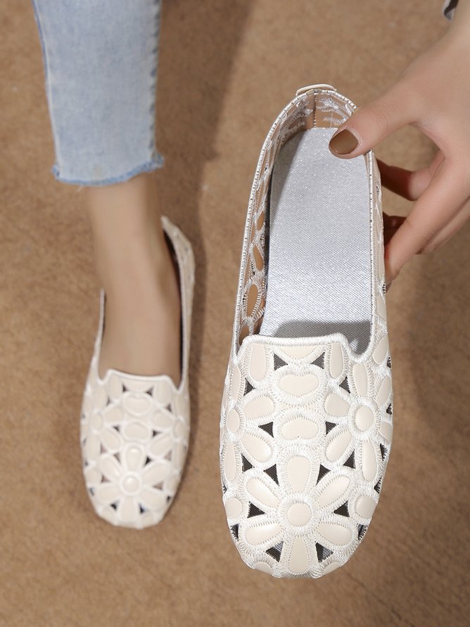 Floral Embroidered Slip On Casual Soft Loafers Fashion Shoes