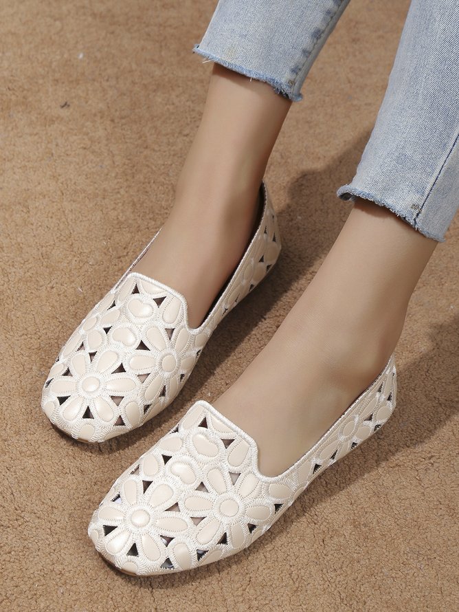 Floral Embroidered Slip On Casual Soft Loafers Fashion Shoes